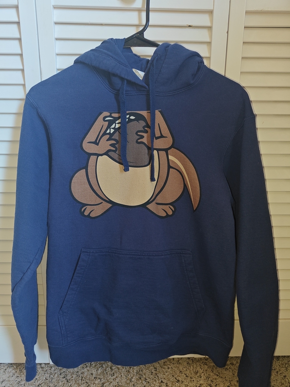 Cool Lazy Chipmunk Squirrel Blue Hoodie Novelty Costume Size M Adult